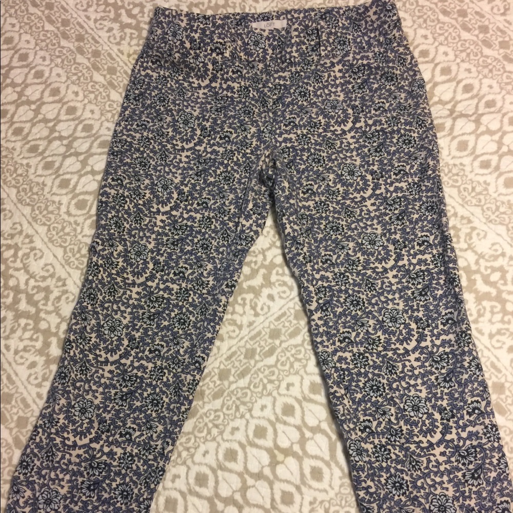 Loft the Rivera pant marisa blue and cream pattern